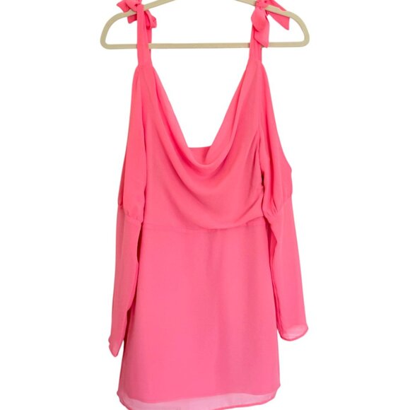 Marjorelle Pink Off-Shoulder Womens Mini Dress Shoulder Ties Size XSmall - Picture 1 of 13